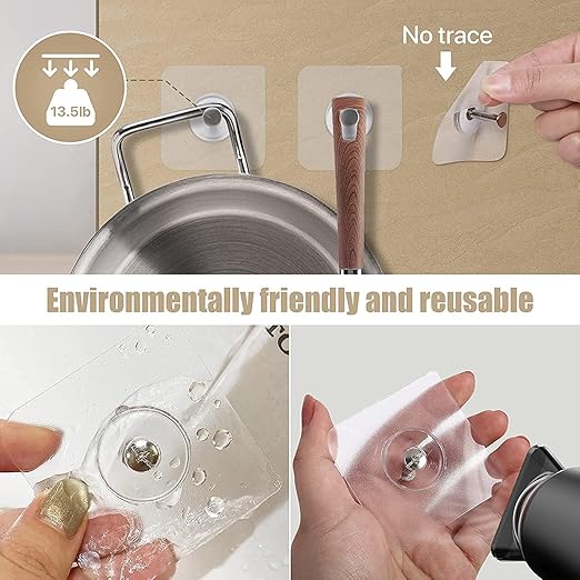 Heavy-Duty Nail-Free Self-Adhesive Wall Hooks (Pack of 10)