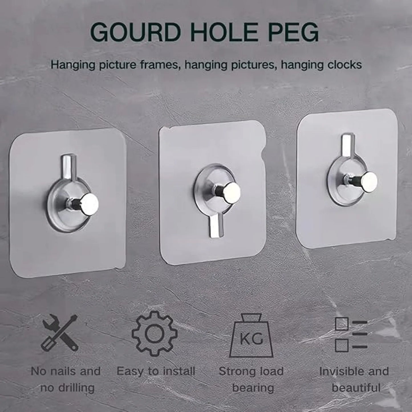 Heavy-Duty Nail-Free Self-Adhesive Wall Hooks (Pack of 10)