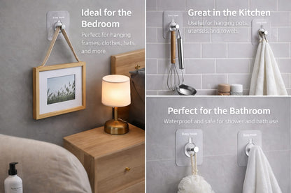 Heavy-Duty Nail-Free Self-Adhesive Wall Hooks (Pack of 10)